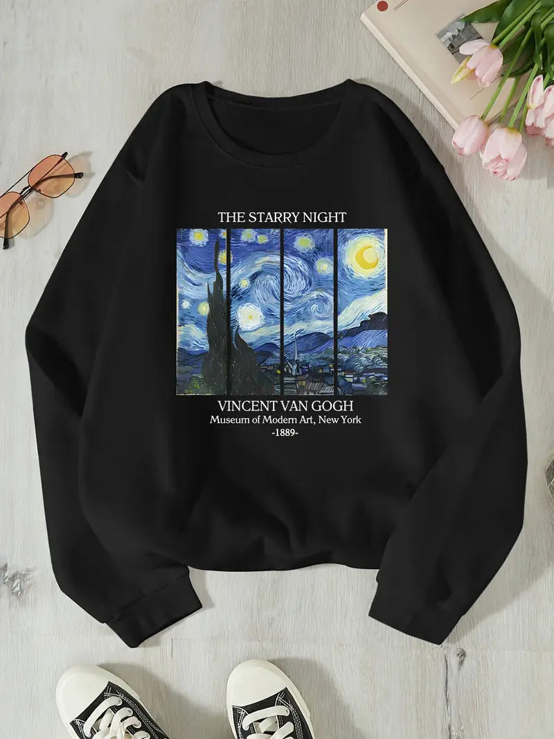 Kvinnors sweatshirt med klassiskt Van Gogh-konstmotiv Mirla-Eva Jonsson