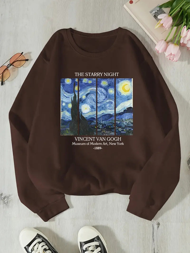 Kvinnors sweatshirt med klassiskt Van Gogh-konstmotiv Mirla-Eva Jonsson