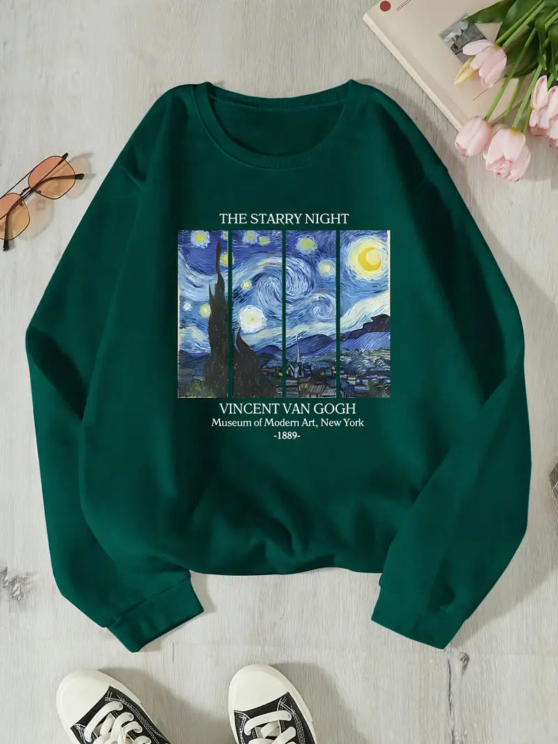 Kvinnors sweatshirt med klassiskt Van Gogh-konstmotiv Mirla-Eva Jonsson