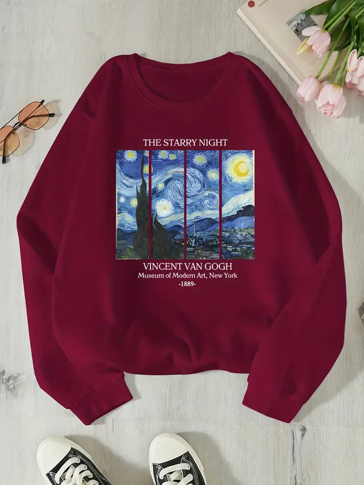 Kvinnors sweatshirt med klassiskt Van Gogh-konstmotiv Mirla-Eva Jonsson