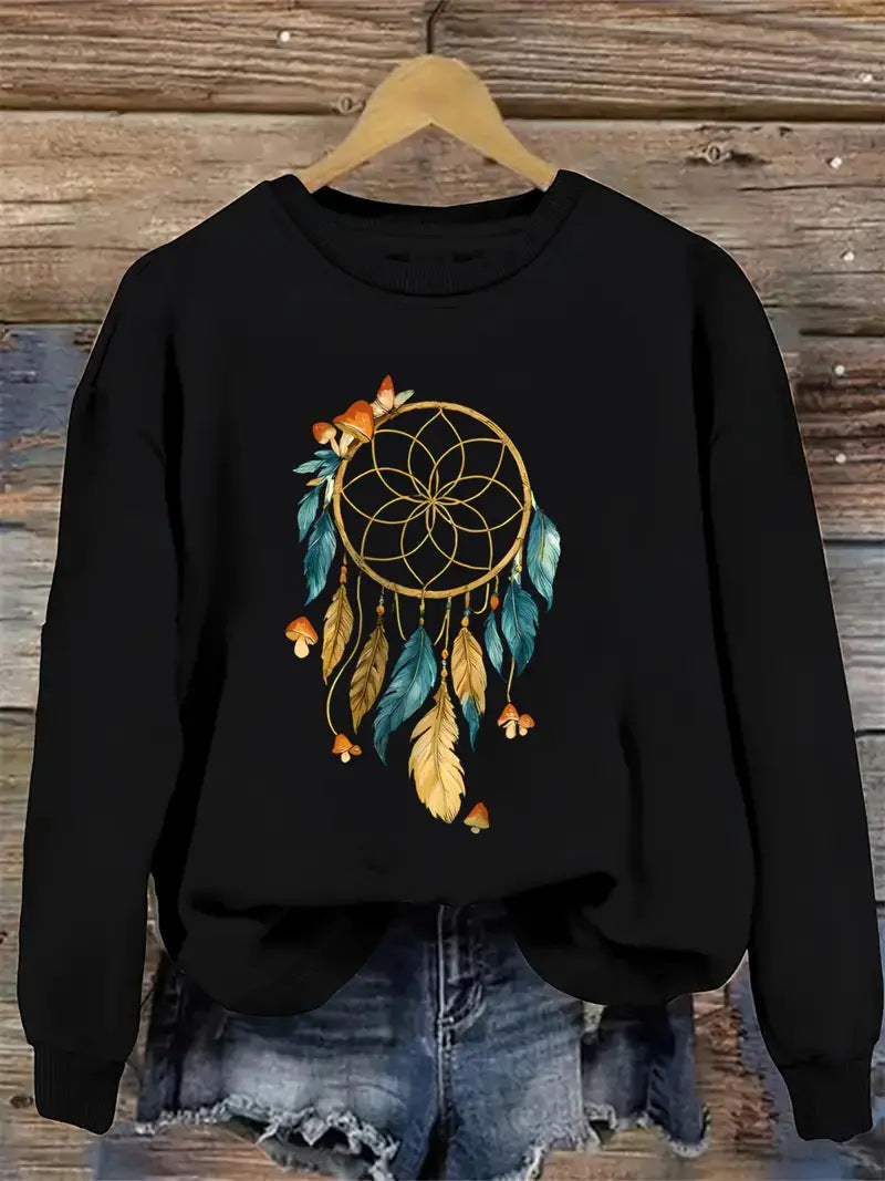 Kvinnors sweatshirt med konstnärlig drömfångare design Mirla-Eva Jonsson