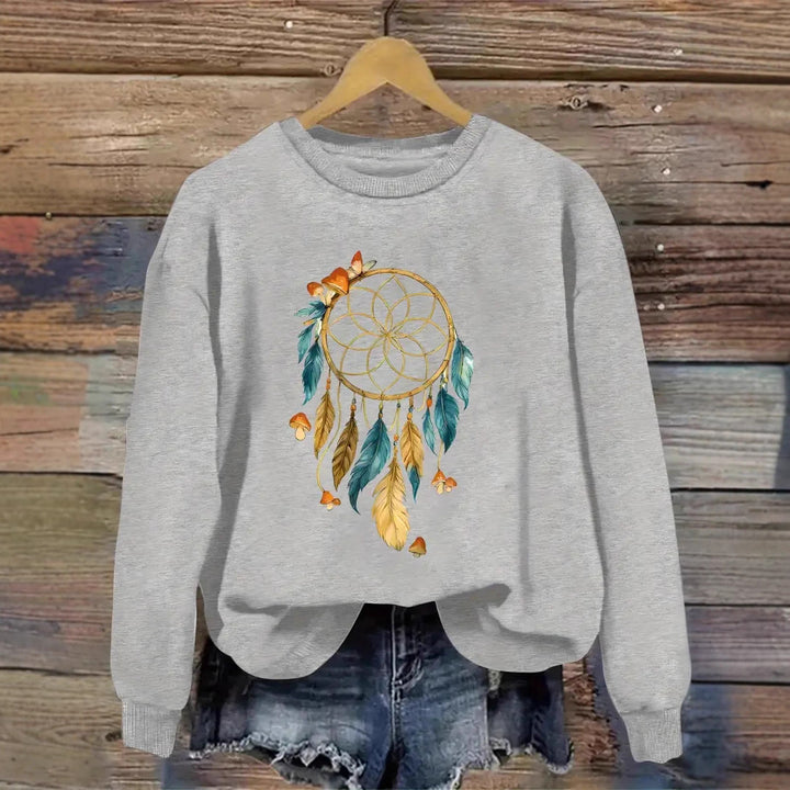 Kvinnors sweatshirt med konstnärlig drömfångare design Mirla-Eva Jonsson