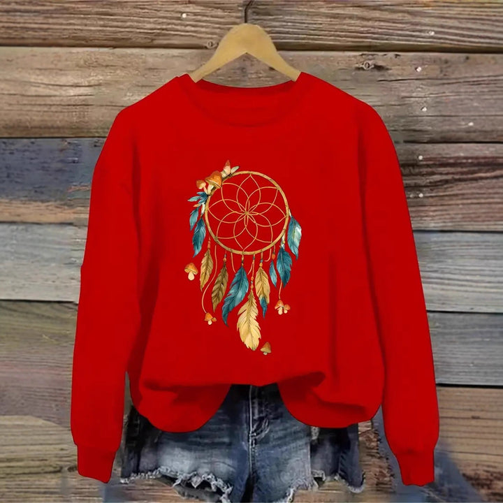 Kvinnors sweatshirt med konstnärlig drömfångare design Mirla-Eva Jonsson