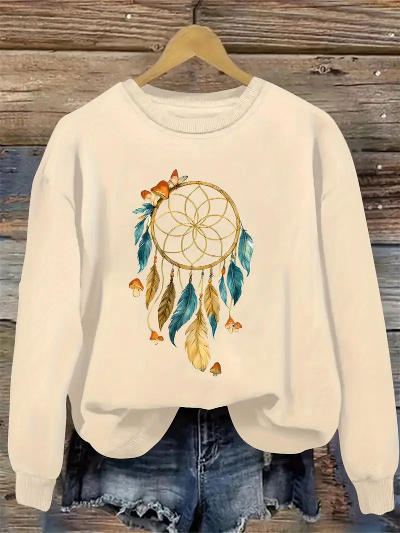 Kvinnors sweatshirt med konstnärlig drömfångare design Mirla-Eva Jonsson