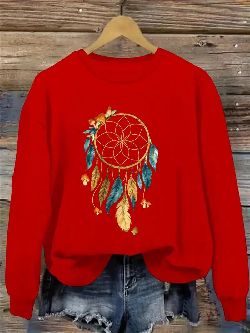 Kvinnors sweatshirt med konstnärlig drömfångare design Mirla-Eva Jonsson