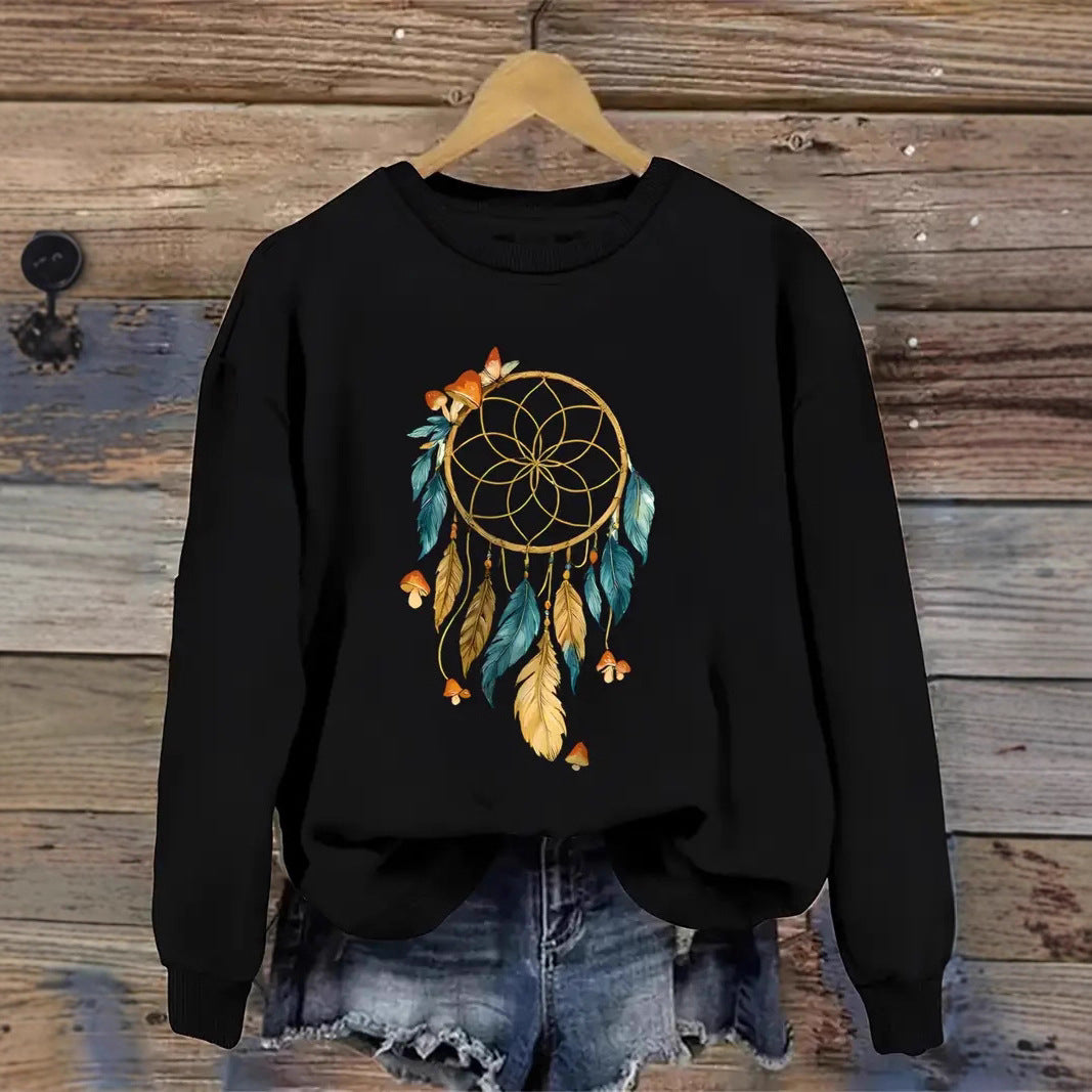 Kvinnors sweatshirt med konstnärlig drömfångare design Mirla-Eva Jonsson