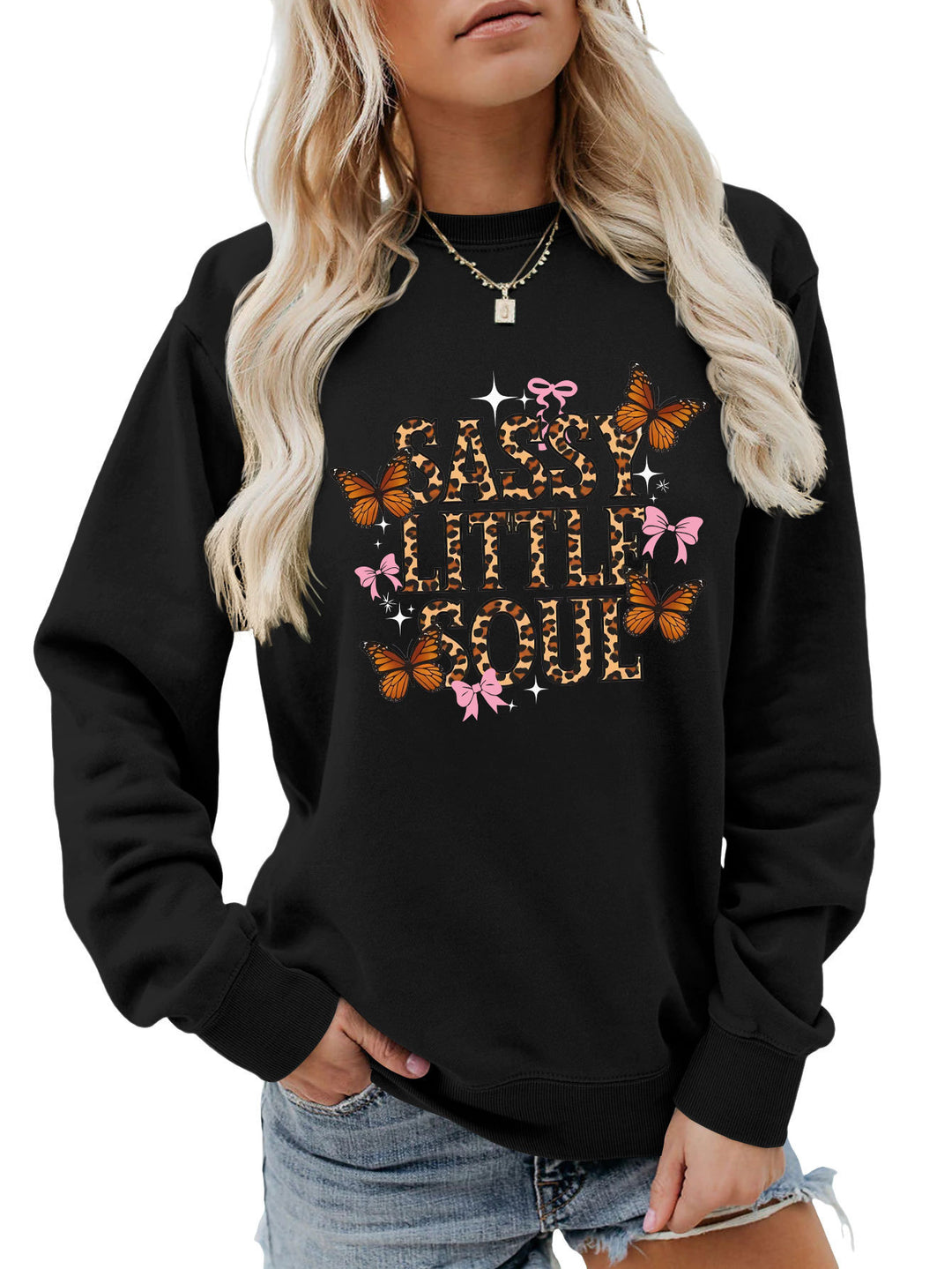 Kvinnors sweatshirt med konstnärlig fjärilsdesign Mirla-Eva Jonsson