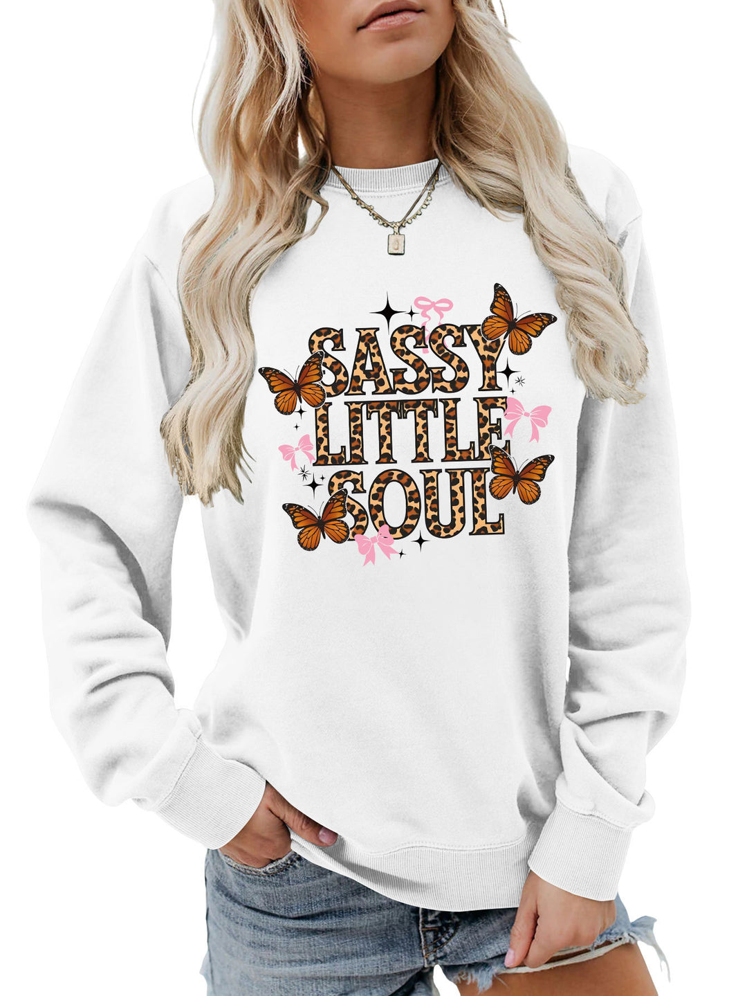 Kvinnors sweatshirt med konstnärlig fjärilsdesign Mirla-Eva Jonsson