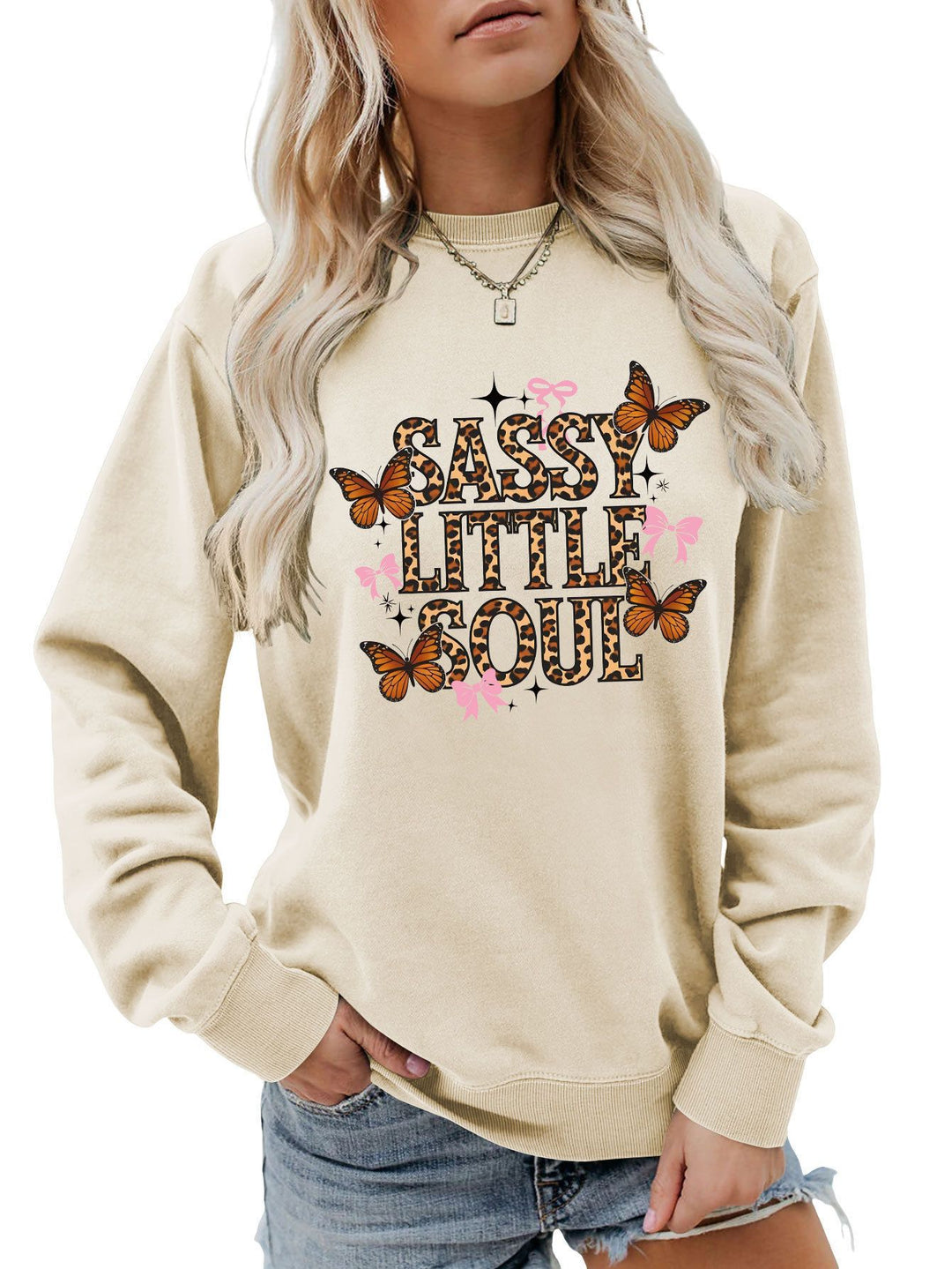Kvinnors sweatshirt med konstnärlig fjärilsdesign Mirla-Eva Jonsson