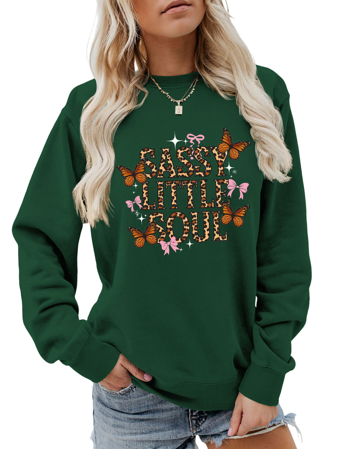 Kvinnors sweatshirt med konstnärlig fjärilsdesign Mirla-Eva Jonsson