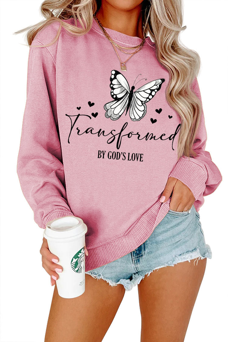 Kvinnors sweatshirt med konstnärlig fjärilsmotiv och inspirerande slogan Mirla-Eva Jonsson