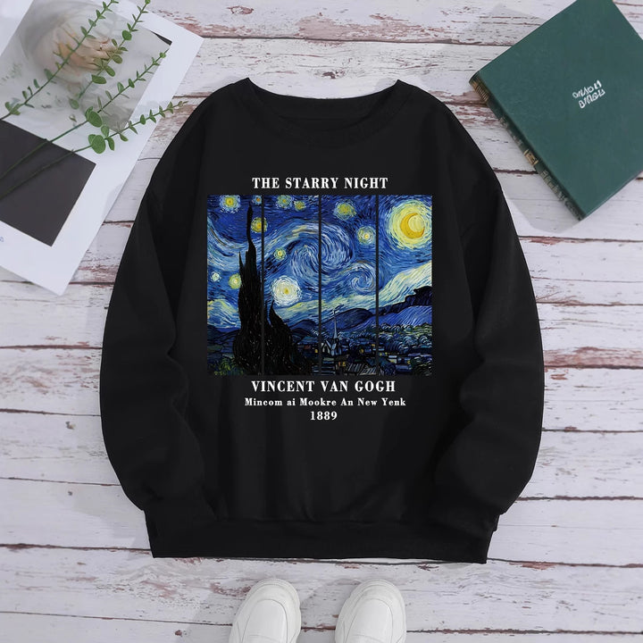 Kvinnors sweatshirt med konstnärligt Van Gogh-motiv och modern tryck Mirla-Eva Jonsson