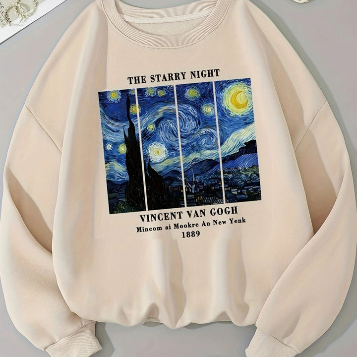 Kvinnors sweatshirt med konstnärligt Van Gogh-motiv och modern tryck Mirla-Eva Jonsson