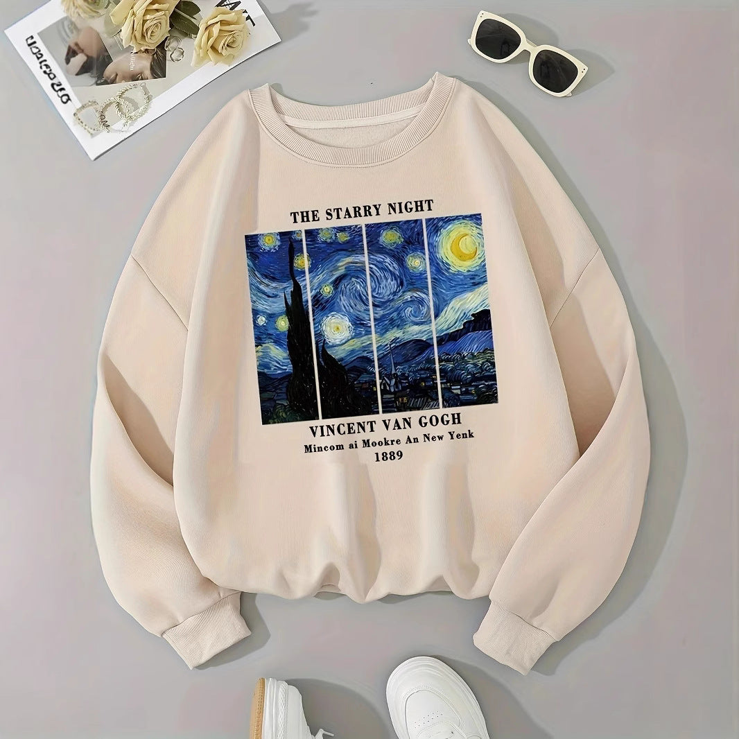 Kvinnors sweatshirt med konstnärligt Van Gogh-motiv och modern tryck Mirla-Eva Jonsson