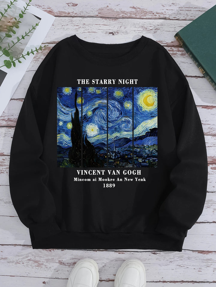 Kvinnors sweatshirt med konstnärligt Van Gogh-motiv och modern tryck Mirla-Eva Jonsson
