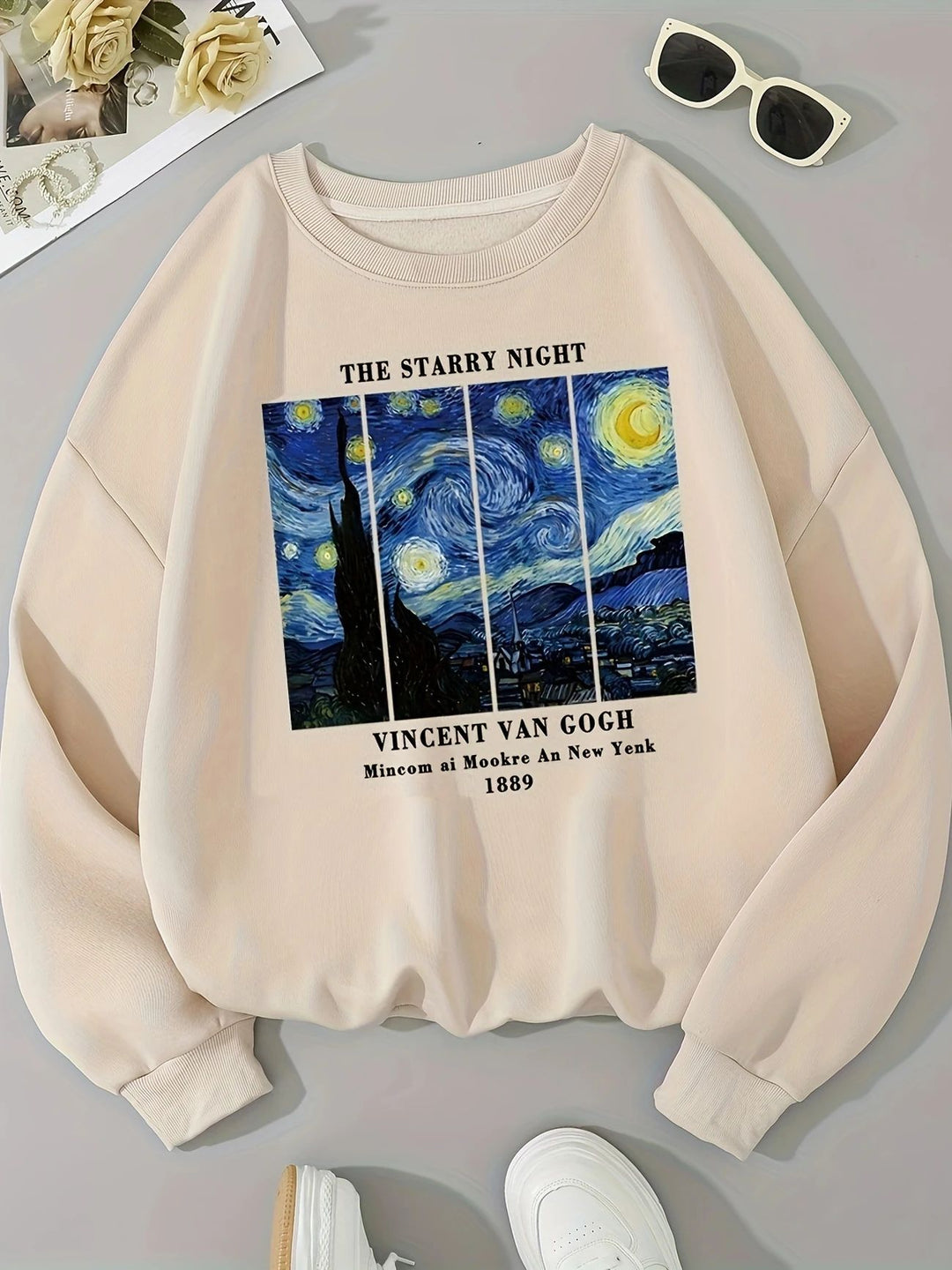 Kvinnors sweatshirt med konstnärligt Van Gogh-motiv och modern tryck Mirla-Eva Jonsson