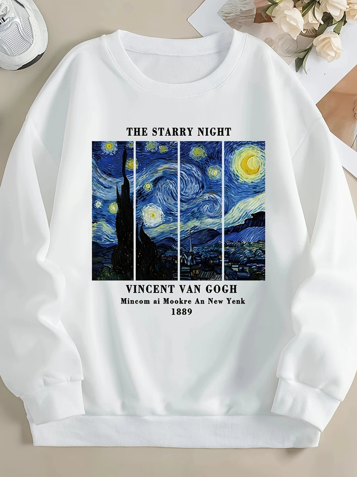 Kvinnors sweatshirt med konstnärligt Van Gogh-motiv och modern tryck Mirla-Eva Jonsson