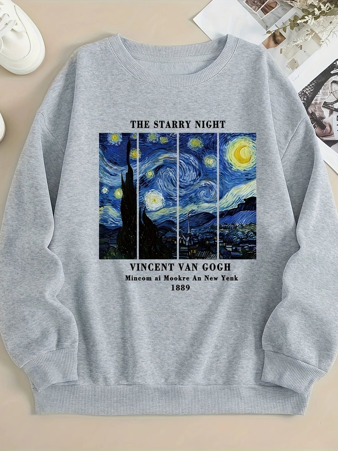 Kvinnors sweatshirt med konstnärligt Van Gogh-motiv och modern tryck Mirla-Eva Jonsson