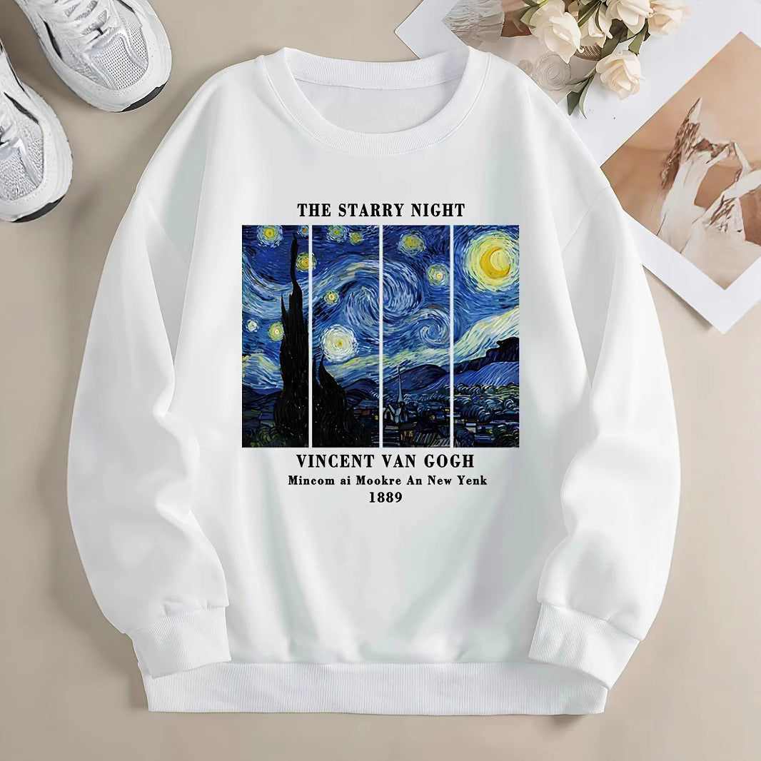 Kvinnors sweatshirt med konstnärligt Van Gogh-motiv och modern tryck Mirla-Eva Jonsson