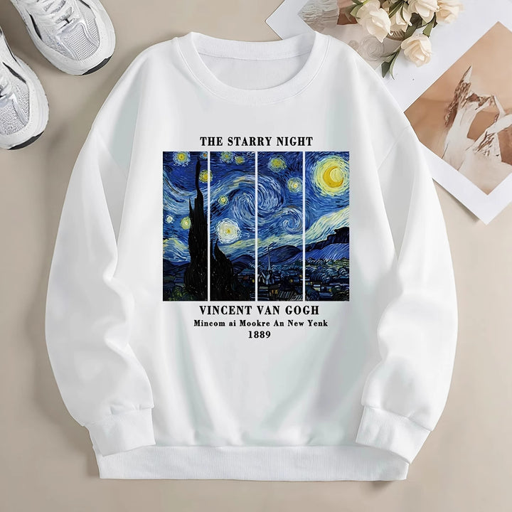 Kvinnors sweatshirt med konstnärligt Van Gogh-motiv och modern tryck Mirla-Eva Jonsson