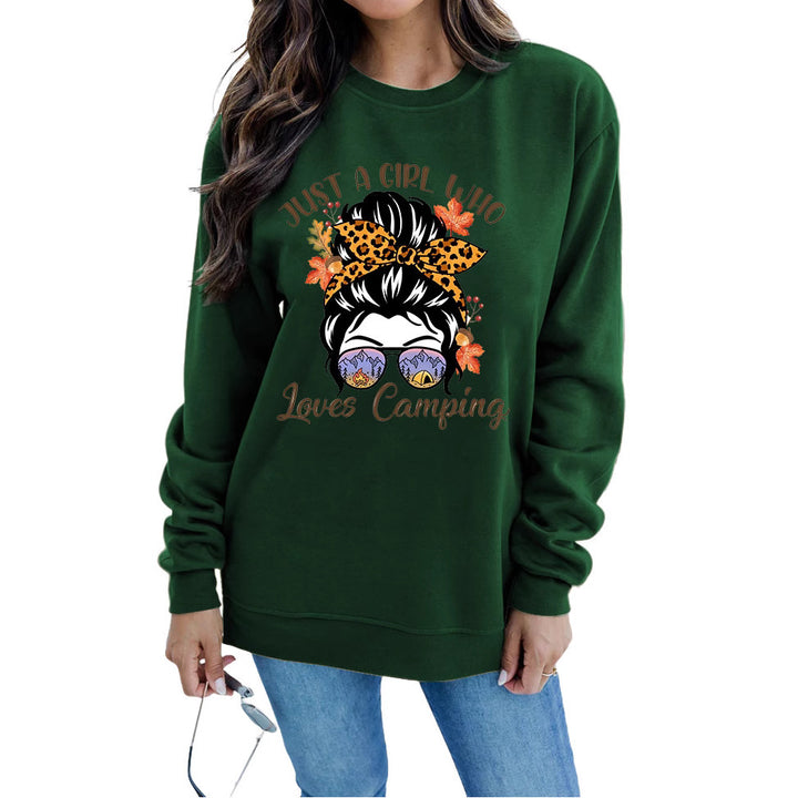 Kvinnors sweatshirt med konstnärligt campingmotiv Mirla-Eva Jonsson