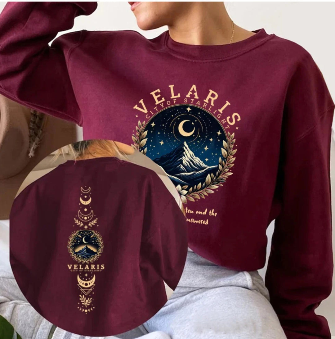Kvinnors sweatshirt med konstnärligt motiv av natthimlen Mirla-Eva Jonsson
