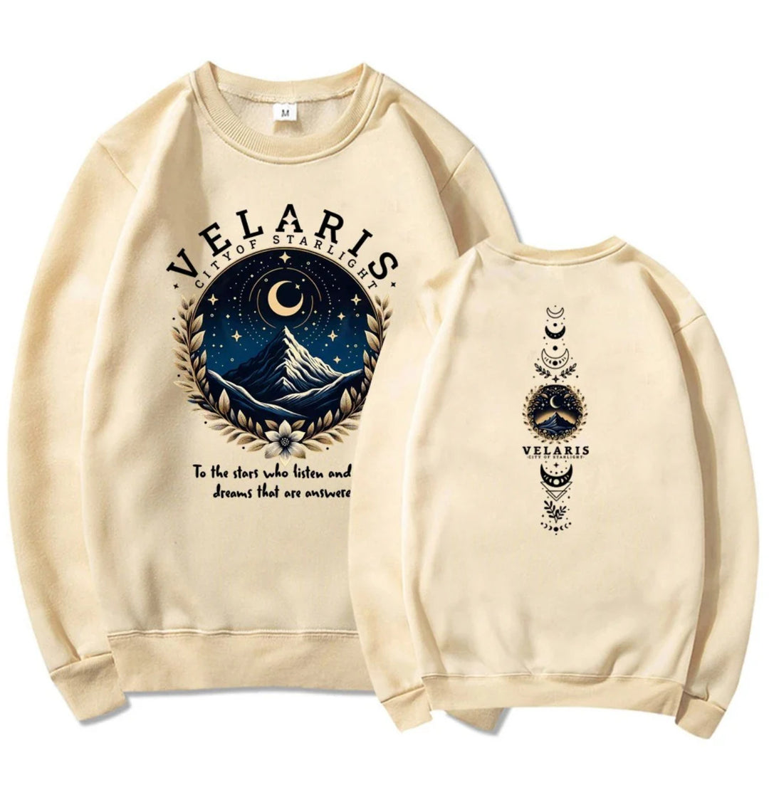 Kvinnors sweatshirt med konstnärligt motiv av natthimlen Mirla-Eva Jonsson