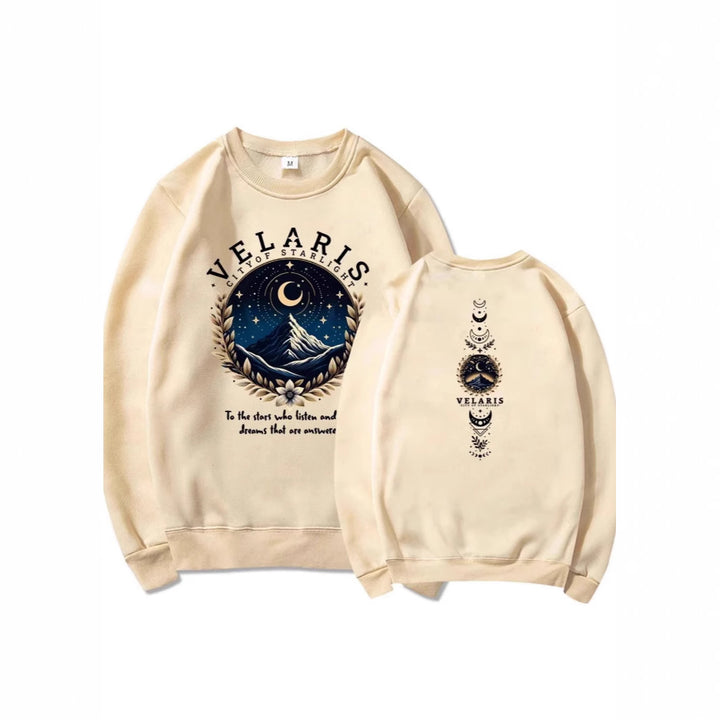 Kvinnors sweatshirt med konstnärligt motiv av natthimlen Mirla-Eva Jonsson