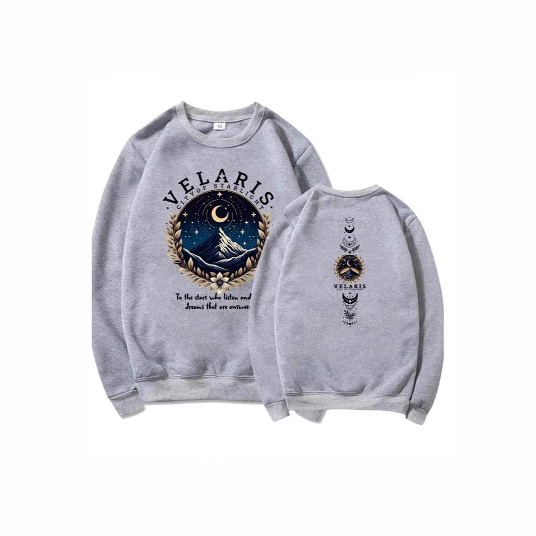 Kvinnors sweatshirt med konstnärligt motiv av natthimlen Mirla-Eva Jonsson