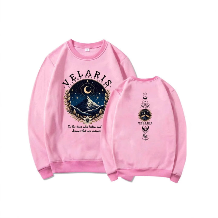 Kvinnors sweatshirt med konstnärligt motiv av natthimlen Mirla-Eva Jonsson