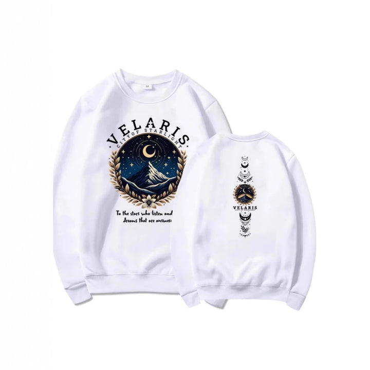 Kvinnors sweatshirt med konstnärligt motiv av natthimlen Mirla-Eva Jonsson