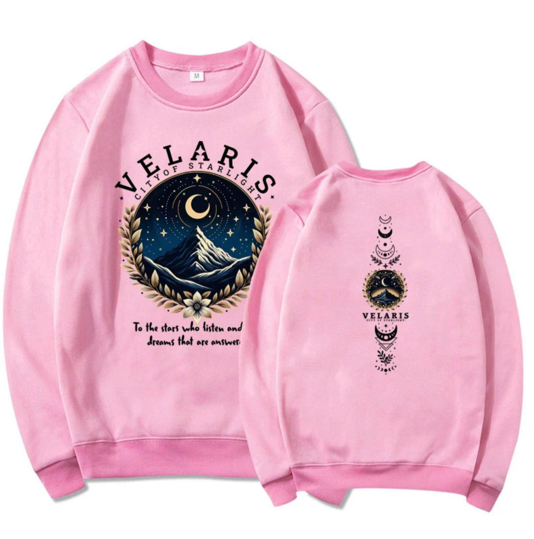 Kvinnors sweatshirt med konstnärligt motiv av natthimlen Mirla-Eva Jonsson