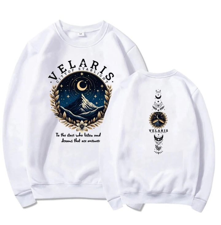 Kvinnors sweatshirt med konstnärligt motiv av natthimlen Mirla-Eva Jonsson