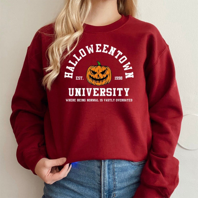 Kvinnors sweatshirt med kreativ Halloween-design och bekväm passform Mirla-Eva Jonsson