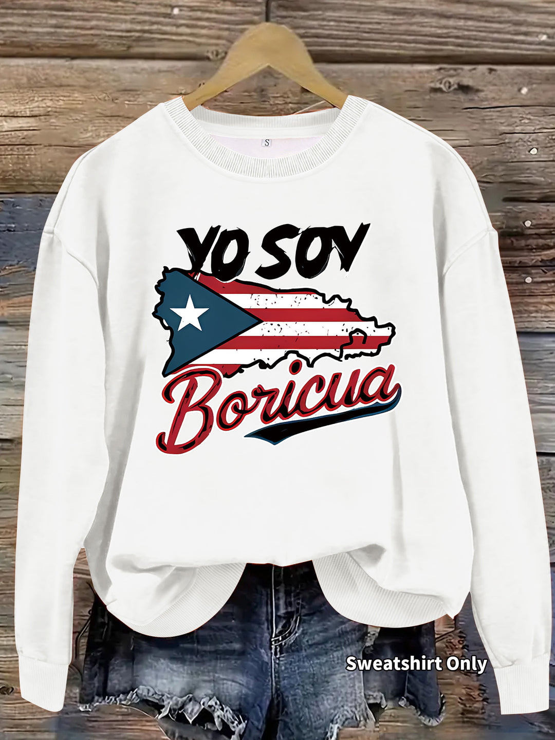 Kvinnors sweatshirt med kreativ Puerto Rico-design och avslappnad passform Mirla-Eva Jonsson