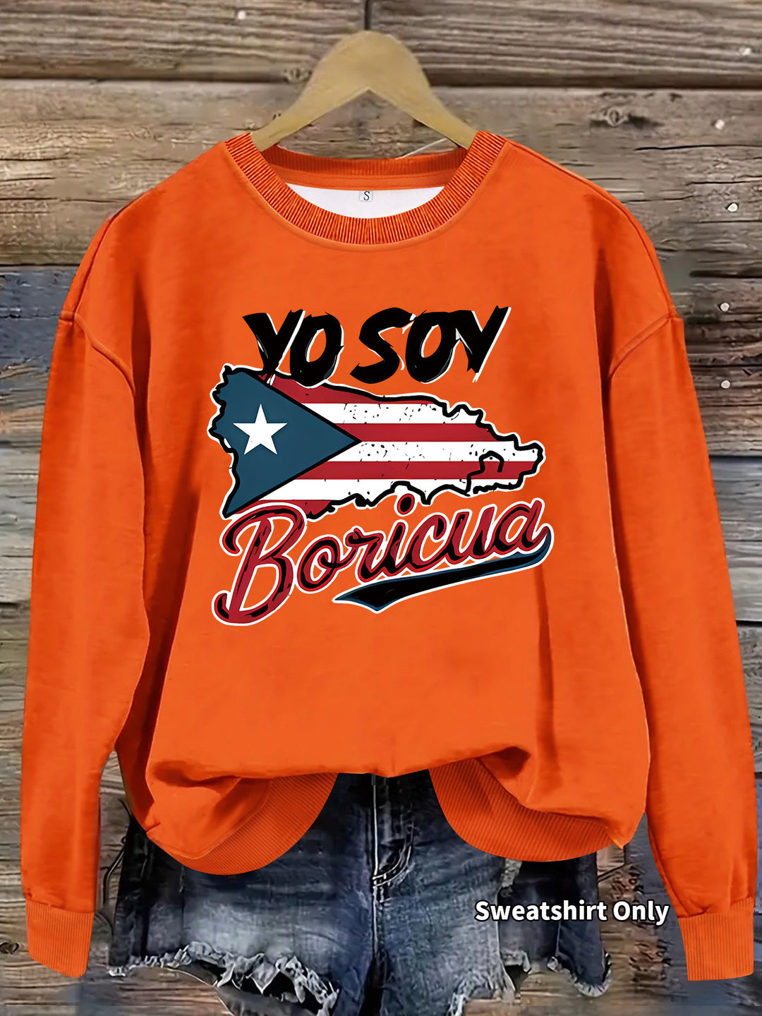 Kvinnors sweatshirt med kreativ Puerto Rico-design och avslappnad passform Mirla-Eva Jonsson