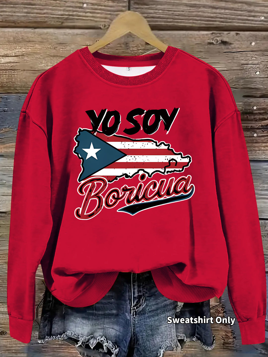 Kvinnors sweatshirt med kreativ Puerto Rico-design och avslappnad passform Mirla-Eva Jonsson