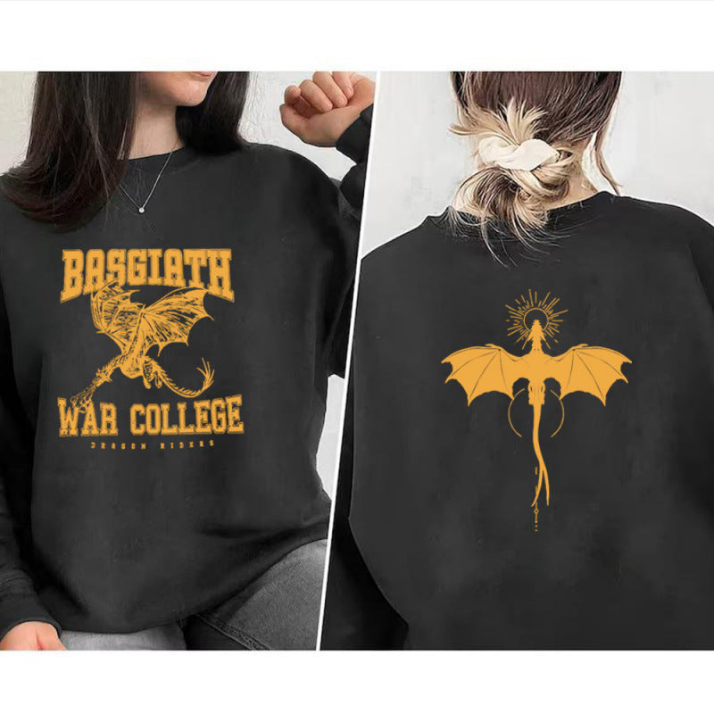 Kvinnors sweatshirt med kreativ drakmotiv och unik colledesign Mirla-Eva Jonsson
