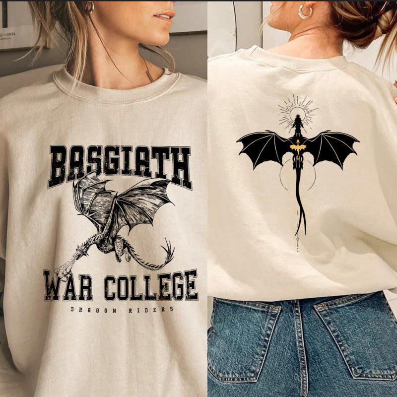 Kvinnors sweatshirt med kreativ drakmotiv och unik colledesign Mirla-Eva Jonsson