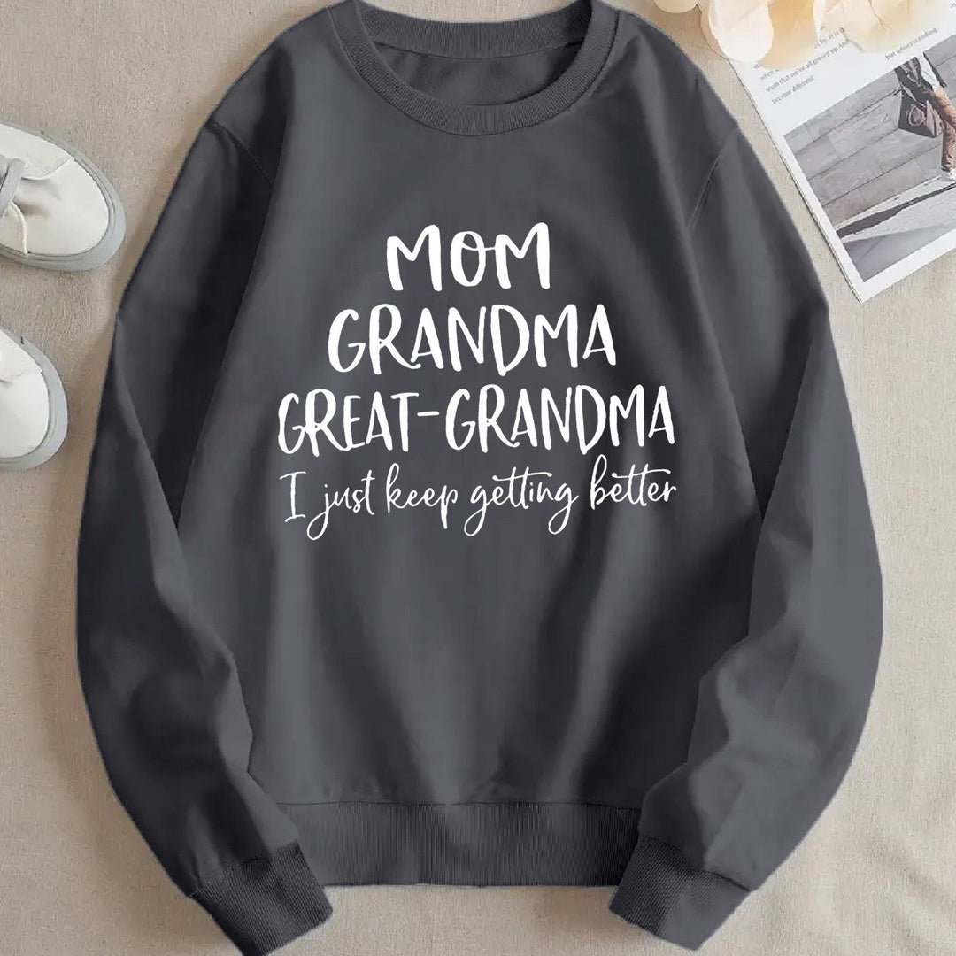 Kvinnors sweatshirt med kreativ familjeprint och bekväm passform Mirla-Eva Jonsson
