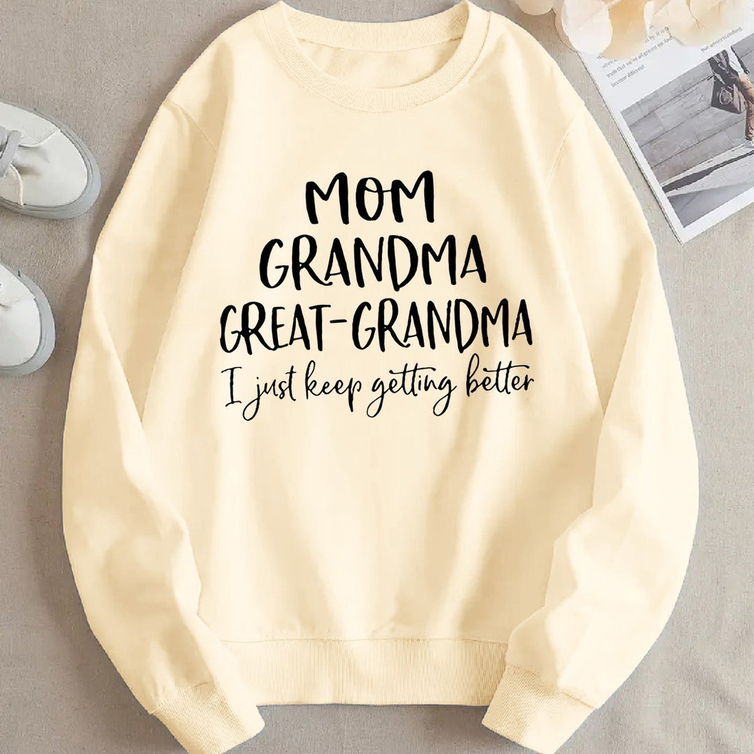 Kvinnors sweatshirt med kreativ familjeprint och bekväm passform Mirla-Eva Jonsson