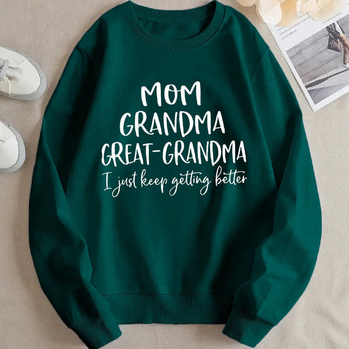 Kvinnors sweatshirt med kreativ familjeprint och bekväm passform Mirla-Eva Jonsson