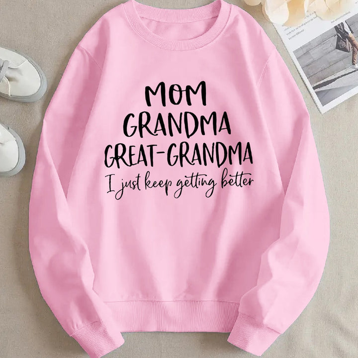 Kvinnors sweatshirt med kreativ familjeprint och bekväm passform Mirla-Eva Jonsson