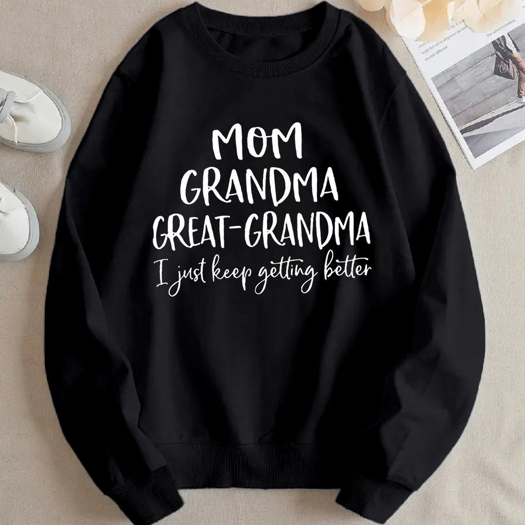Kvinnors sweatshirt med kreativ familjeprint och bekväm passform Mirla-Eva Jonsson