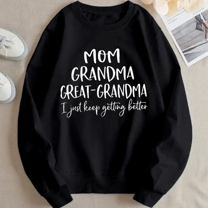 Kvinnors sweatshirt med kreativ familjeprint och bekväm passform Mirla-Eva Jonsson