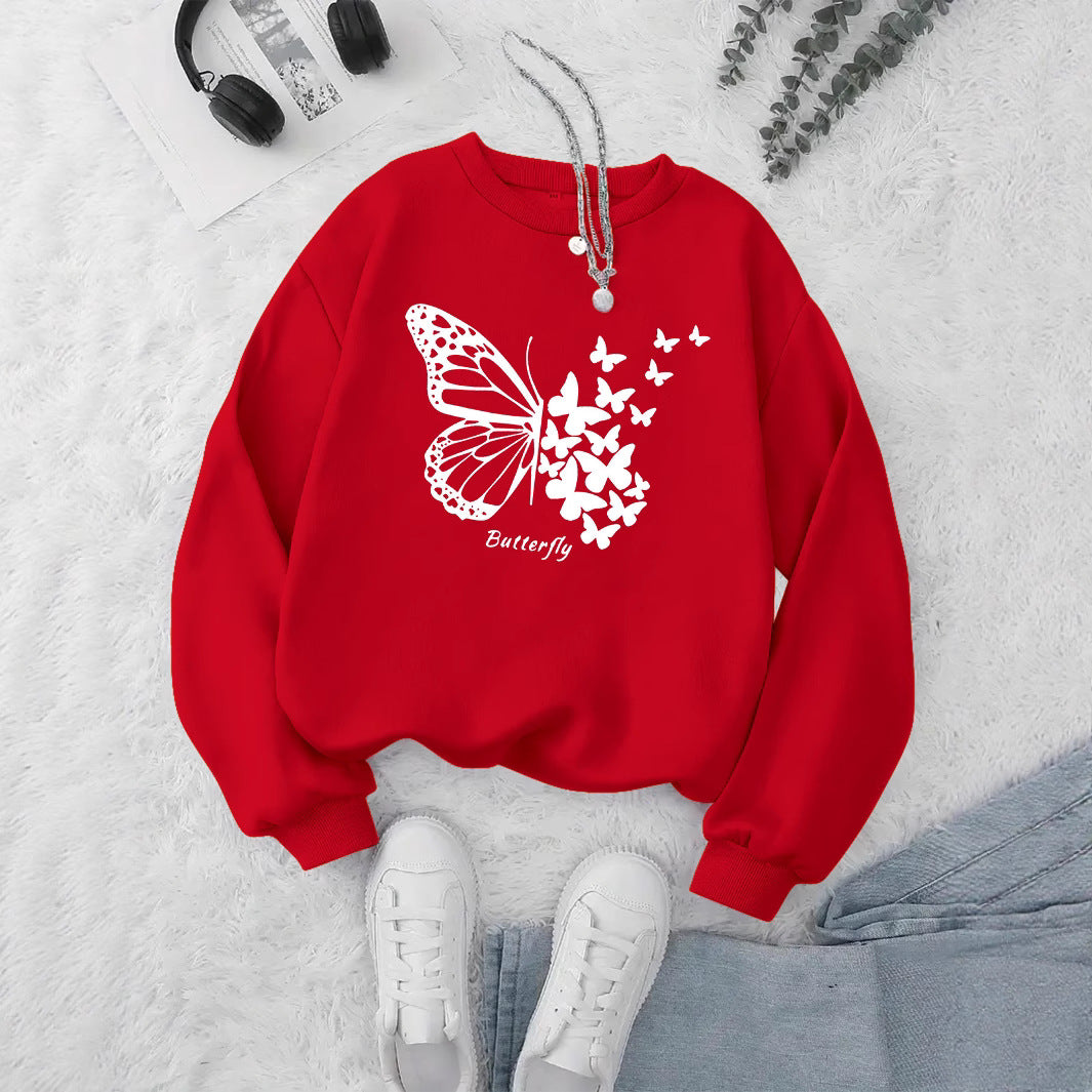 Kvinnors sweatshirt med kreativ fjärilsmotiv och avslappnad skärning Mirla-Eva Jonsson