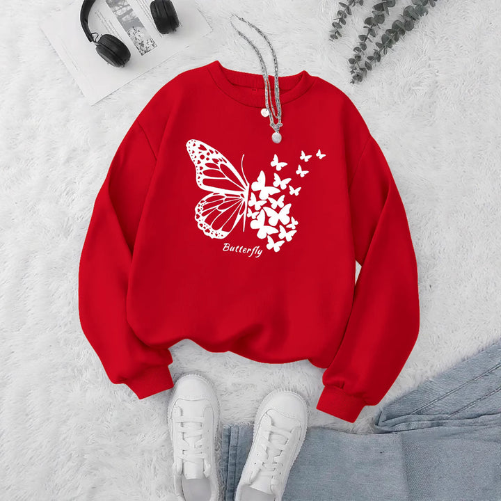 Kvinnors sweatshirt med kreativ fjärilsmotiv och avslappnad skärning Mirla-Eva Jonsson