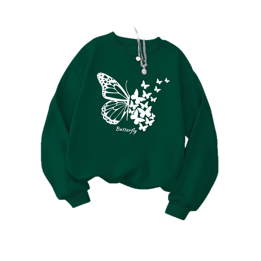 Kvinnors sweatshirt med kreativ fjärilsmotiv och avslappnad skärning Mirla-Eva Jonsson