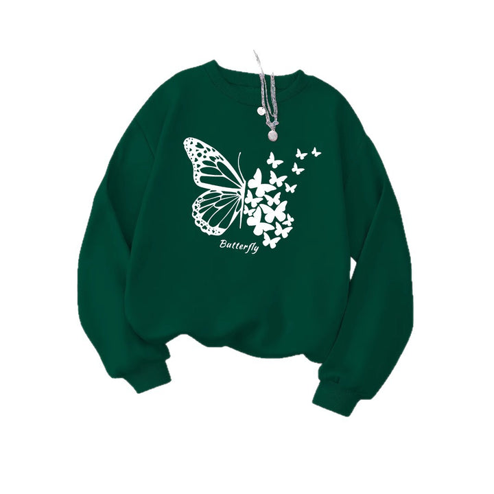 Kvinnors sweatshirt med kreativ fjärilsmotiv och avslappnad skärning Mirla-Eva Jonsson