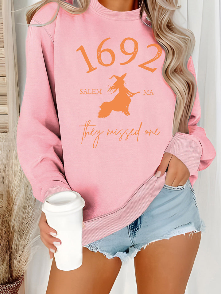 Kvinnors sweatshirt med kreativ häxdesign och bekväm passform Mirla-Eva Jonsson